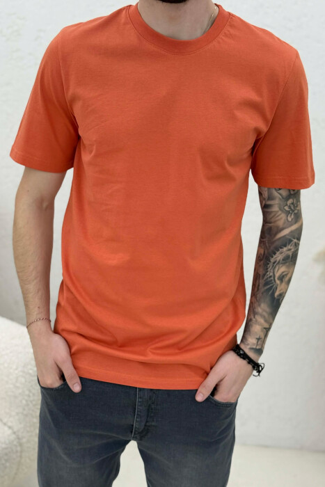 ONE COLOR SIMPLE MEN T-SHIRT ORANGE/PORTOKALLI - 4