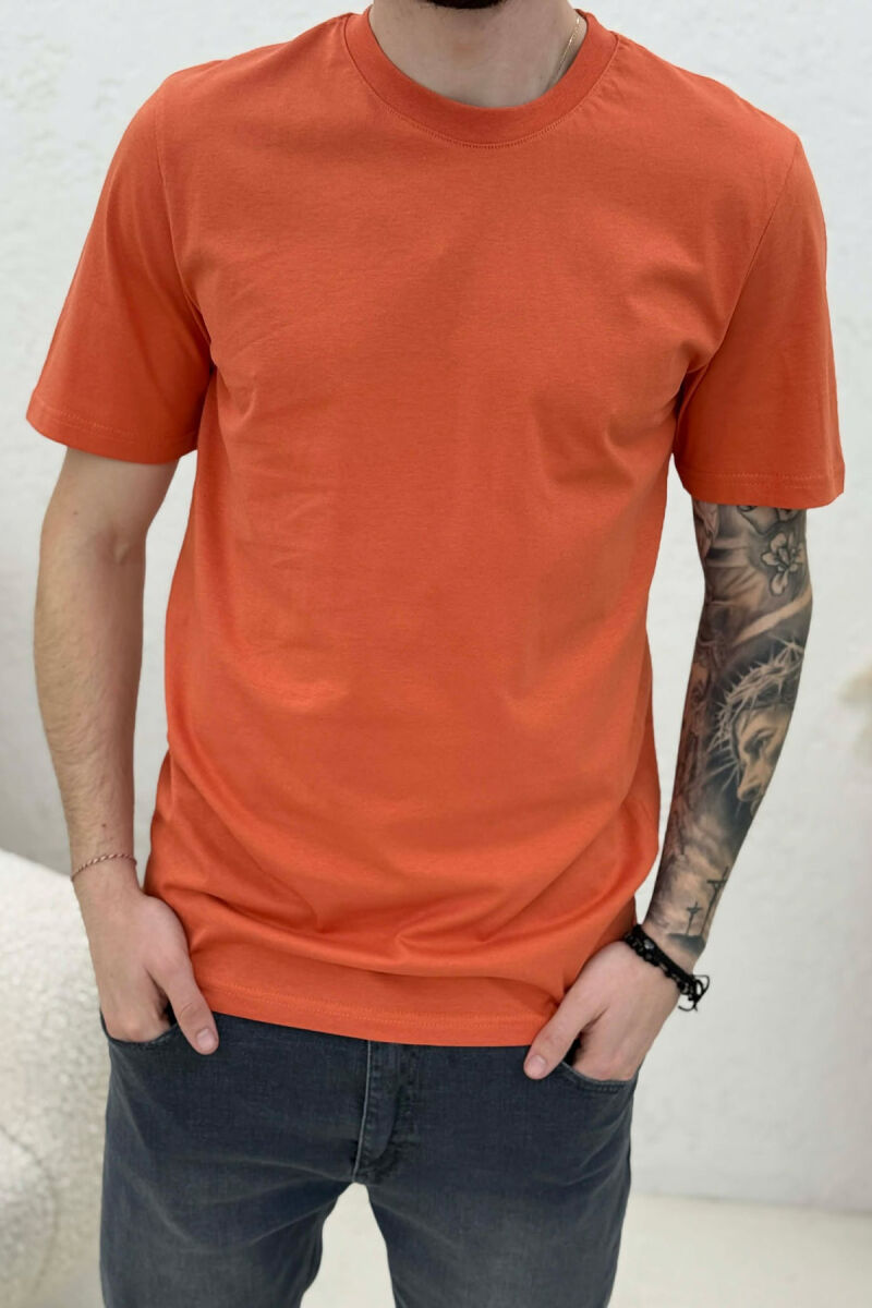 ONE COLOR SIMPLE MEN T-SHIRT ORANGE/PORTOKALLI - 4