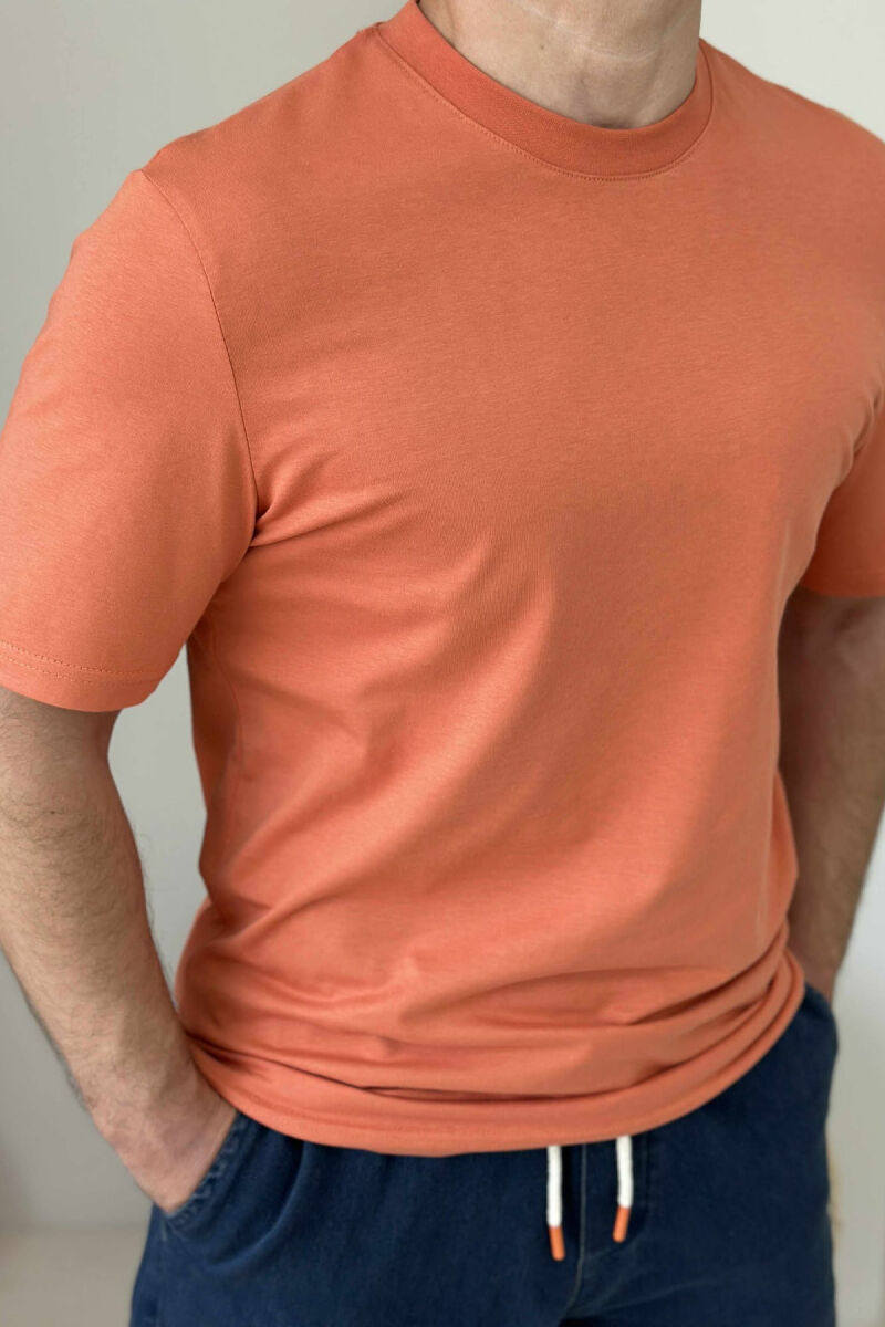 ONE COLOR SIMPLE MEN T-SHIRT ORANGE/PORTOKALLI - 3