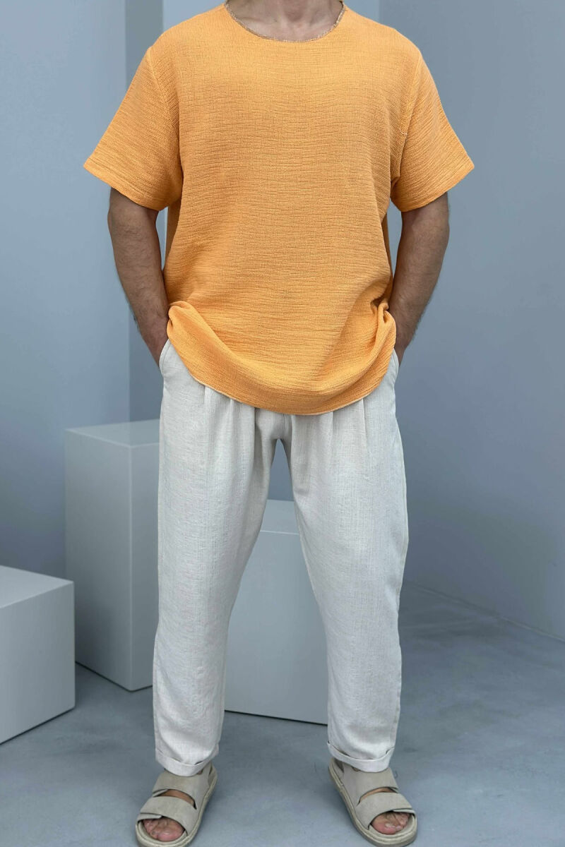 ONE COLOR SIMPLE MEN T-SHIRT ORANGE/PORTOKALLI - 1