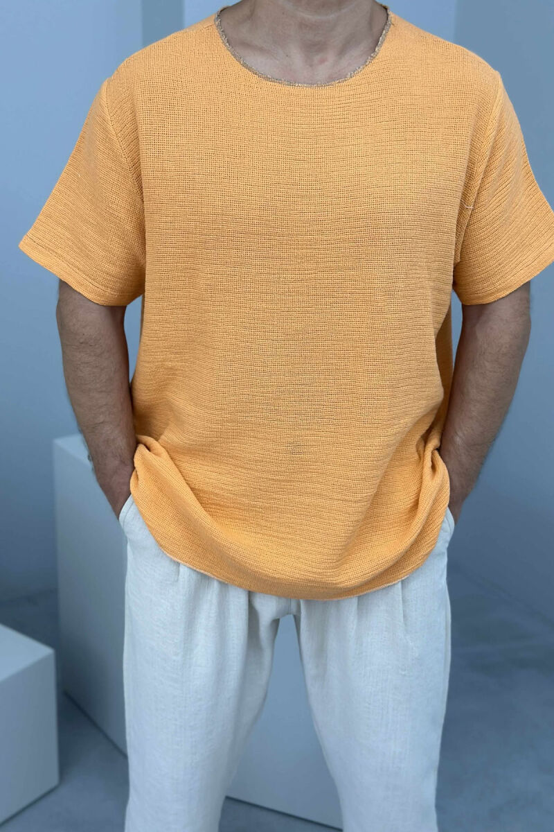 ONE COLOR SIMPLE MEN T-SHIRT ORANGE/PORTOKALLI - 2