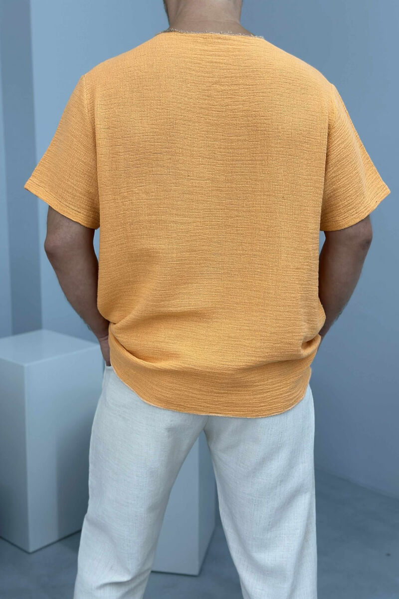 ONE COLOR SIMPLE MEN T-SHIRT ORANGE/PORTOKALLI - 3