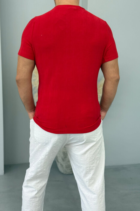 ONE COLOR SIMPLE MEN T-SHIRT RED/E KUQE - 2