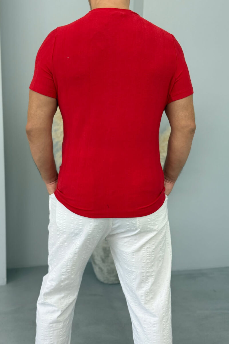 ONE COLOR SIMPLE MEN T-SHIRT RED/E KUQE - 2