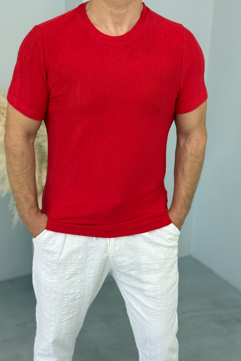 ONE COLOR SIMPLE MEN T-SHIRT RED/E KUQE - 3