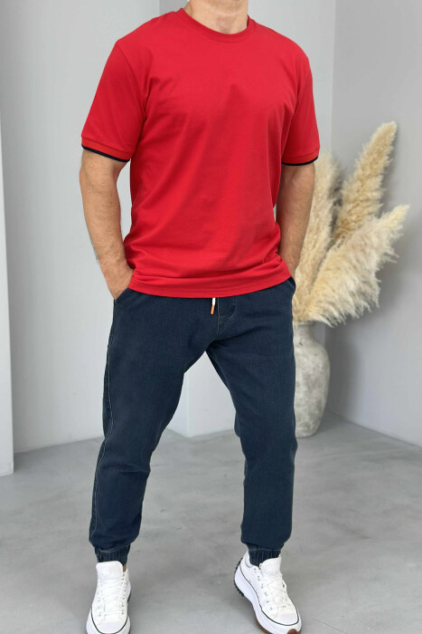 ONE COLOR SIMPLE MEN T-SHIRT RED/E KUQE - 1