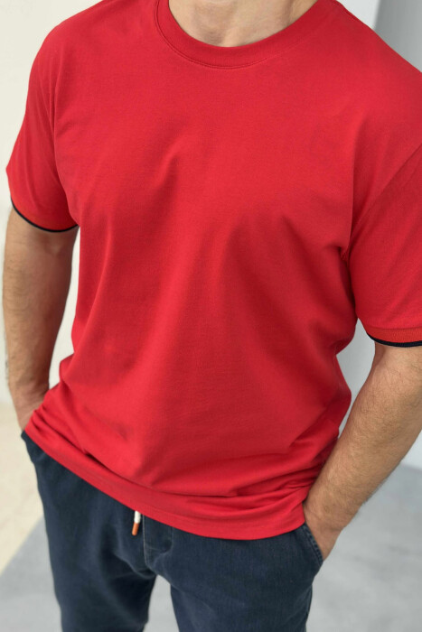 ONE COLOR SIMPLE MEN T-SHIRT RED/E KUQE - 3