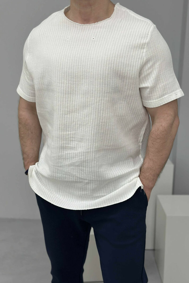 ONE COLOR SIMPLE MEN T-SHIRT WHITE-E BARDHE - 3