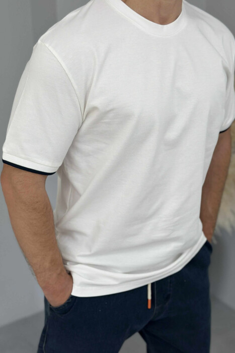 ONE COLOR SIMPLE MEN T-SHIRT WHITE-E BARDHE - 3