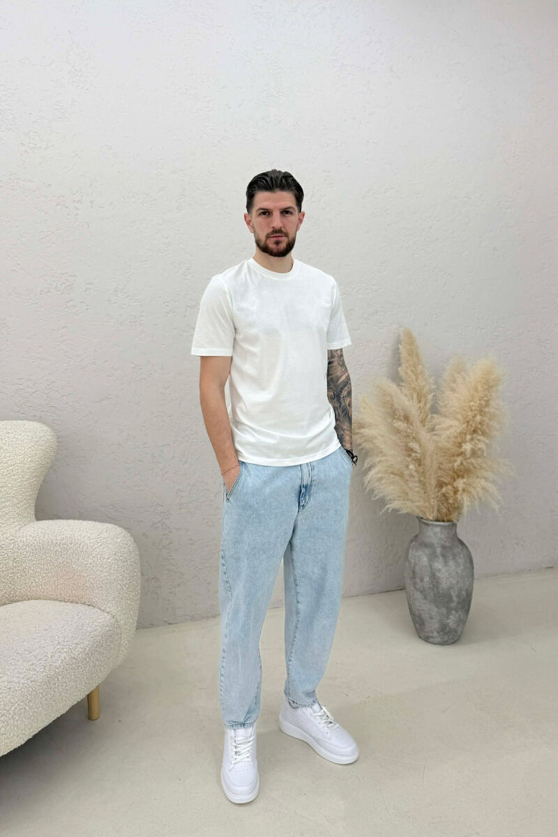 ONE COLOR SIMPLE MEN T-SHIRT WHITE-E BARDHE - 3