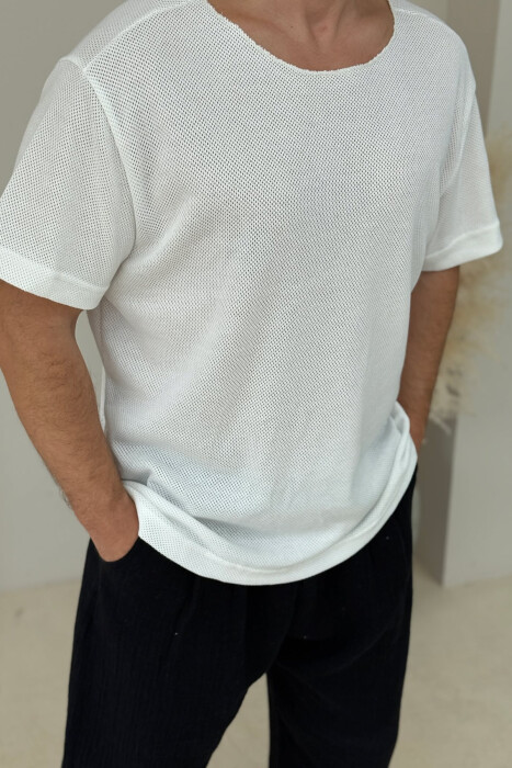 ONE COLOR SIMPLE MEN T-SHIRT WHITE-E BARDHE - 3
