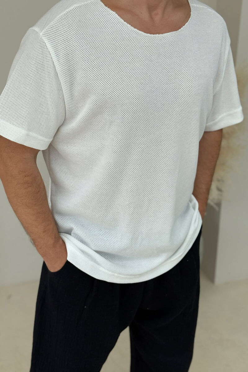 ONE COLOR SIMPLE MEN T-SHIRT WHITE-E BARDHE - 3
