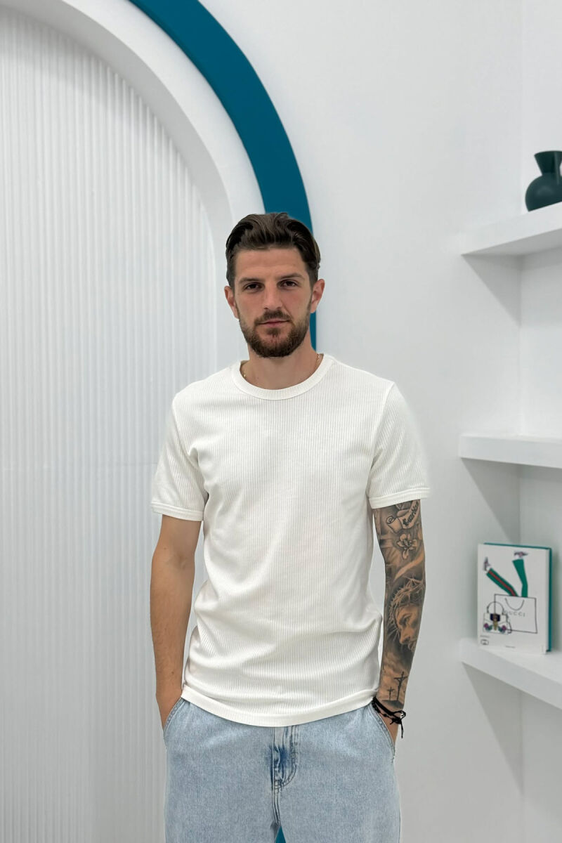 ONE COLOR SIMPLE MEN T-SHIRT WHITE-E BARDHE - 1