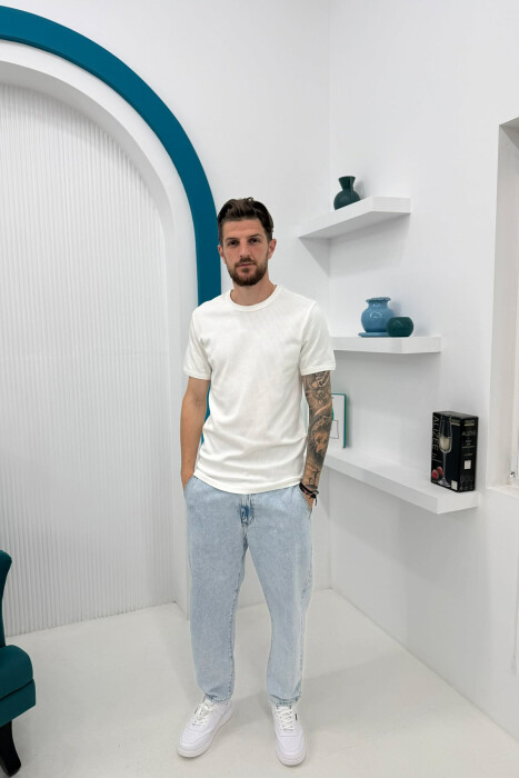 ONE COLOR SIMPLE MEN T-SHIRT WHITE-E BARDHE - 3