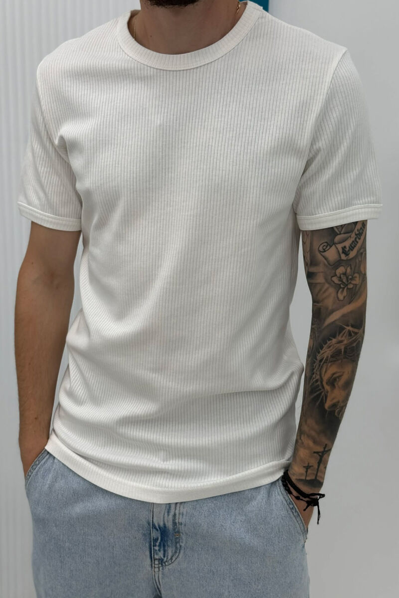ONE COLOR SIMPLE MEN T-SHIRT WHITE-E BARDHE - 4