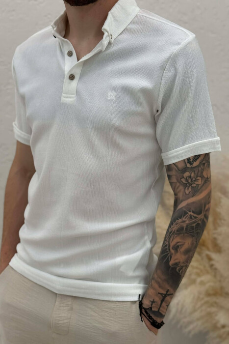 ONE COLOR SIMPLE MEN T-SHIRT WHITE-E BARDHE - 4