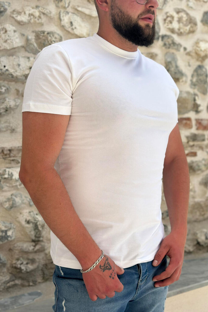 ONE COLOR SIMPLE MEN T-SHIRT WHITE-E BARDHE - 3