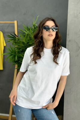 ONE COLOR SIMPLE WOMEN T-SHIRT WHITE-E BARDHE 