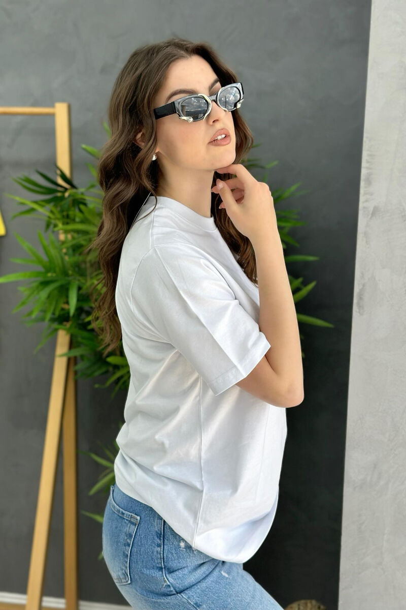 ONE COLOR SIMPLE WOMEN T-SHIRT WHITE-E BARDHE - 2