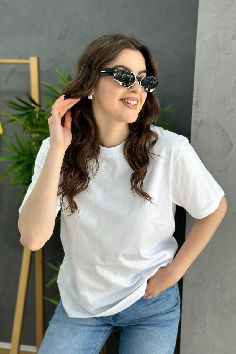 ONE COLOR SIMPLE WOMEN T-SHIRT WHITE-E BARDHE - 3