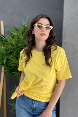 ONE COLOR SIMPLE WOMEN T-SHIRT YELLOW/E VERDHE 