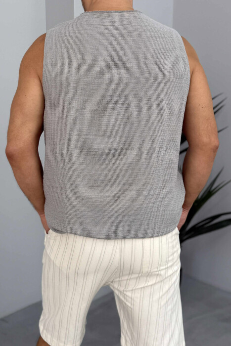 ONE COLOR SIMPLE MEN TANK TOP GREY/GRI - 2