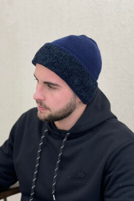 ONE COLOR SIMPLE MEN WINTER HOOD NAVY BLUE/BLU MARINE 