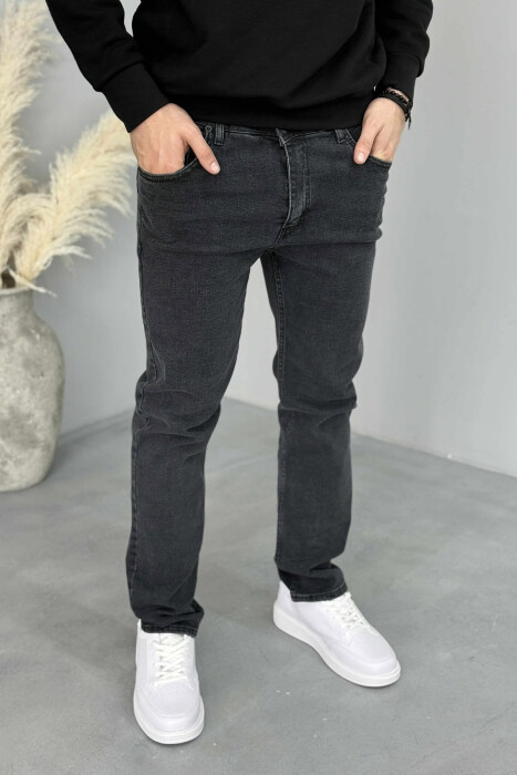 ONE COLOR SIMPLE REGULAR MEN JEANS DARK GREY/GEE - 3