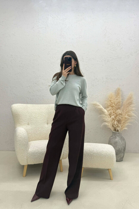 ONE COLOR SIMPLE ROUND NECK WOMEN SWEATER LIGHT GREY/GZ - 2