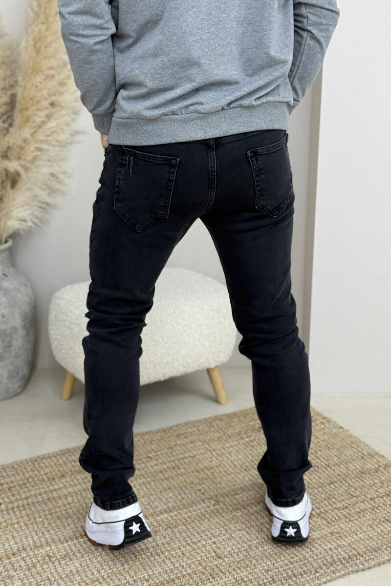 ONE COLOR SIMPLE SCRATCHES MEN JEANS BLACK/ E ZEZE - 4