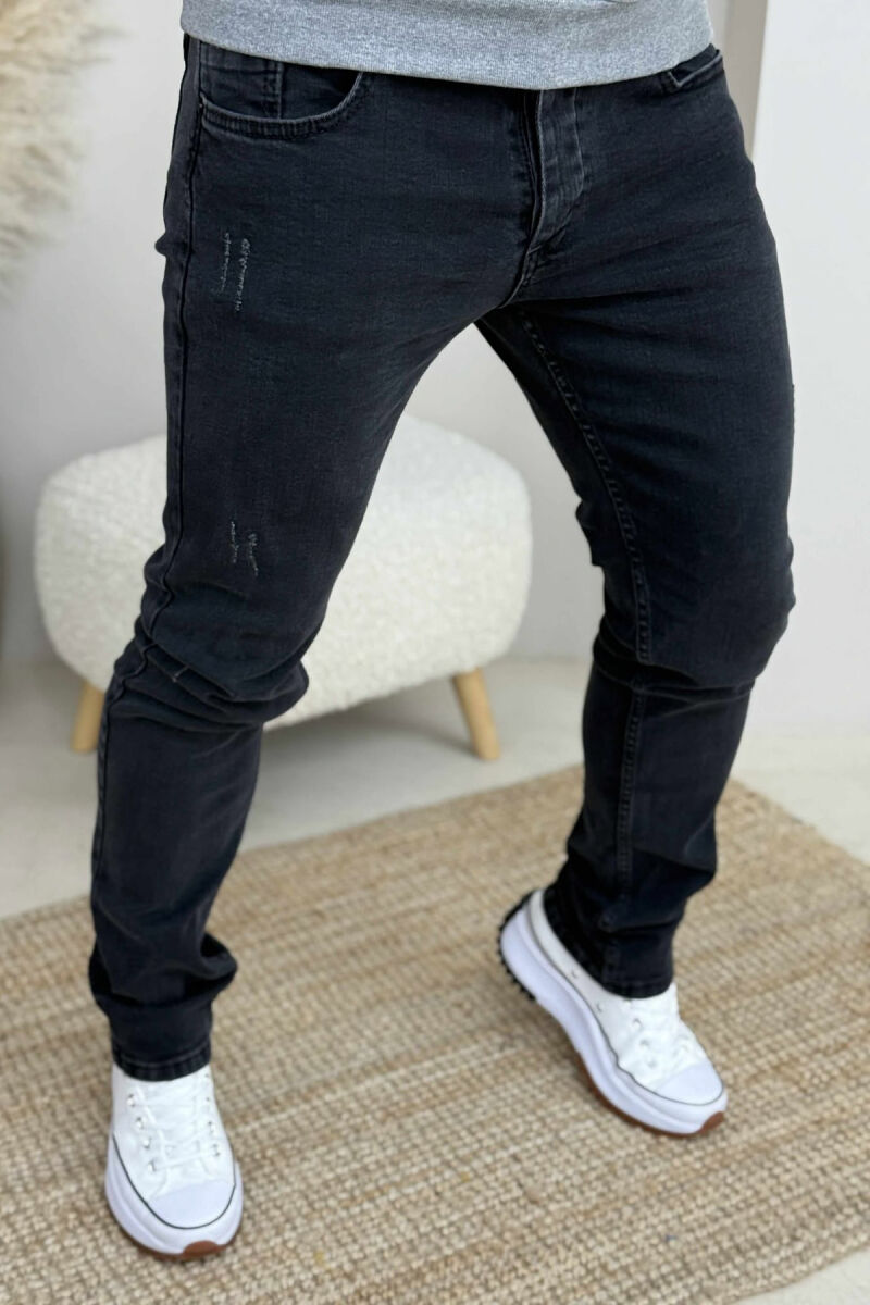ONE COLOR SIMPLE SCRATCHES MEN JEANS BLACK/ E ZEZE - 3