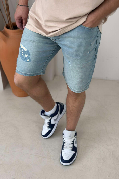 ONE COLOR SIMPLE SCRATCHES MEN SHORT PANTS LIGHTBLUE/BZ - 2