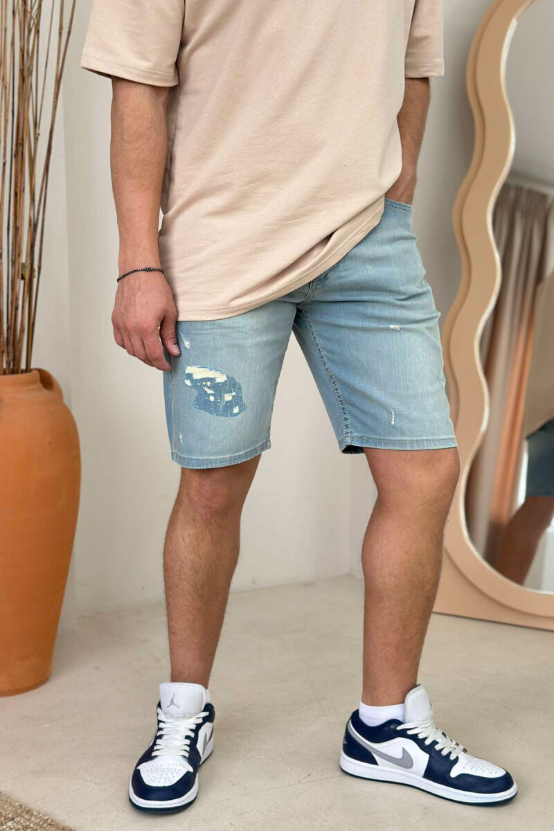 ONE COLOR SIMPLE SCRATCHES MEN SHORT PANTS LIGHTBLUE/BZ - 3