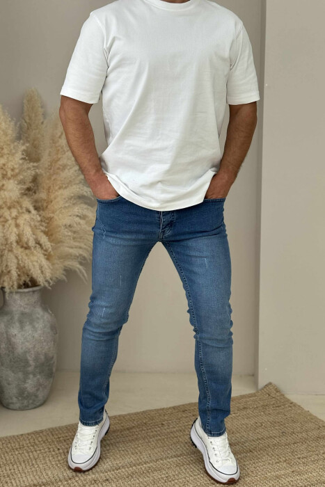 XHINSE NJË NGJYRËSHE TË THJESHTA ME GËRVISHTJE PËR MESHKUJ NË NGJYRËN BLU - KLAUDIO FASHION