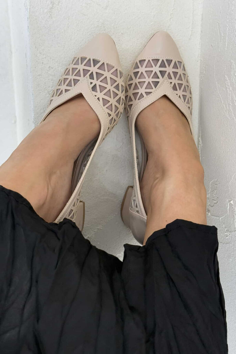 ONE COLOR SIMPLE SEMI HEEL WOMEN SHOES BEIGE/BEZHE - 2