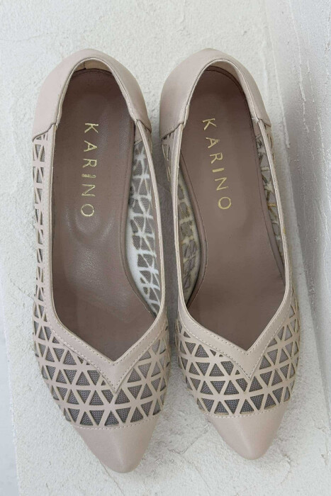 ONE COLOR SIMPLE SEMI HEEL WOMEN SHOES BEIGE/BEZHE - 3