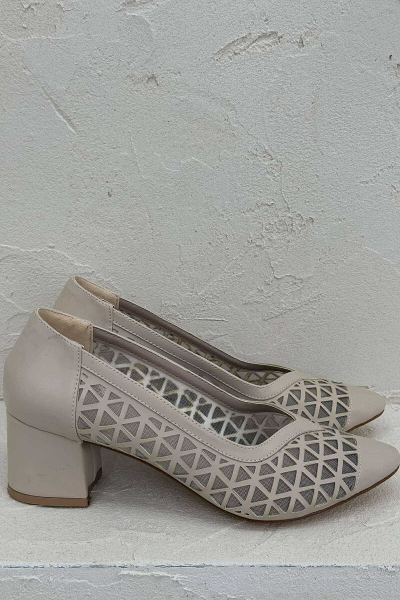 ONE COLOR SIMPLE SEMI HEEL WOMEN SHOES BEIGE/BEZHE - 5