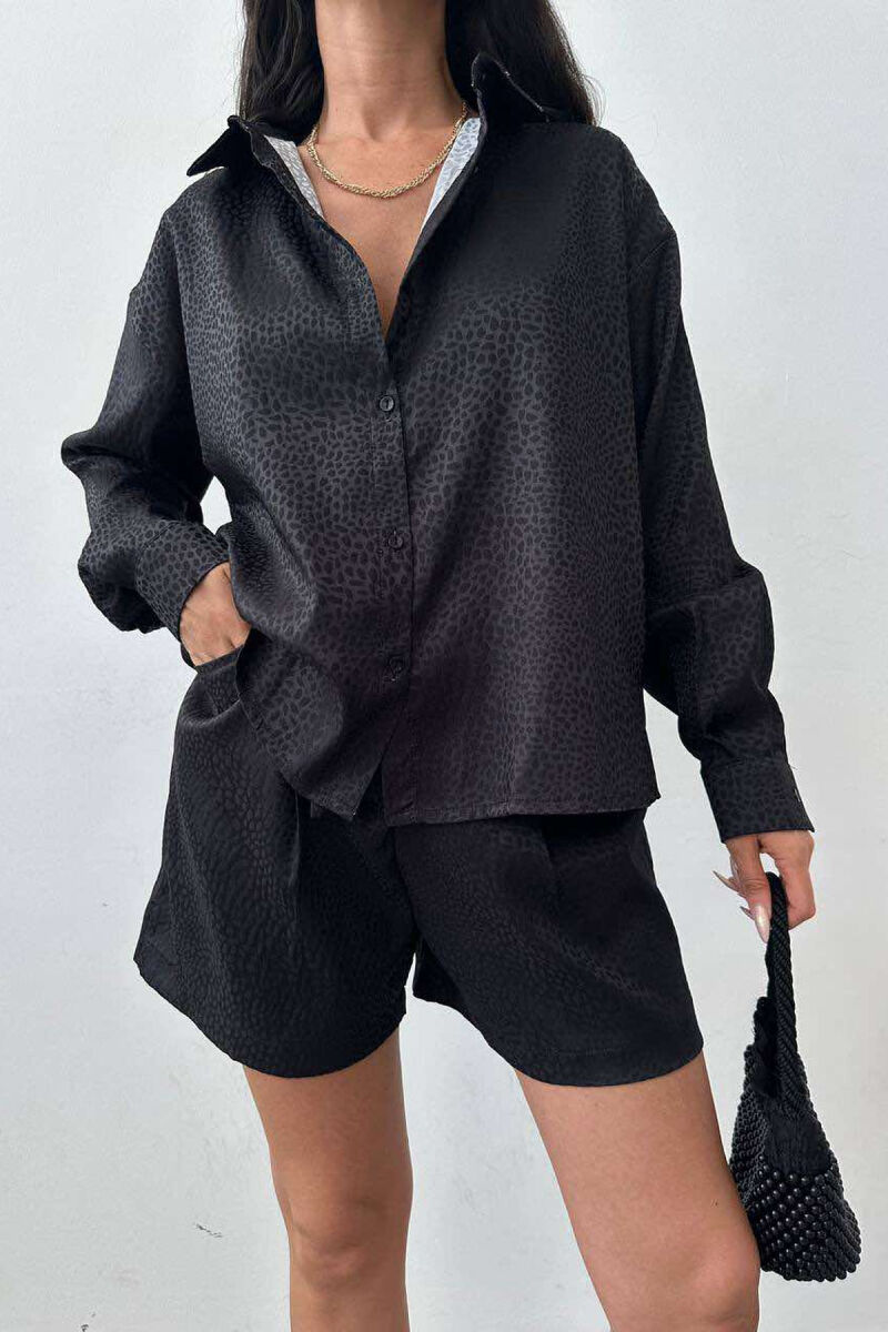 ONE COLOR SIMPLE SHIRT+SHORTS WOMEN SET BLACK/ E ZEZE - 4