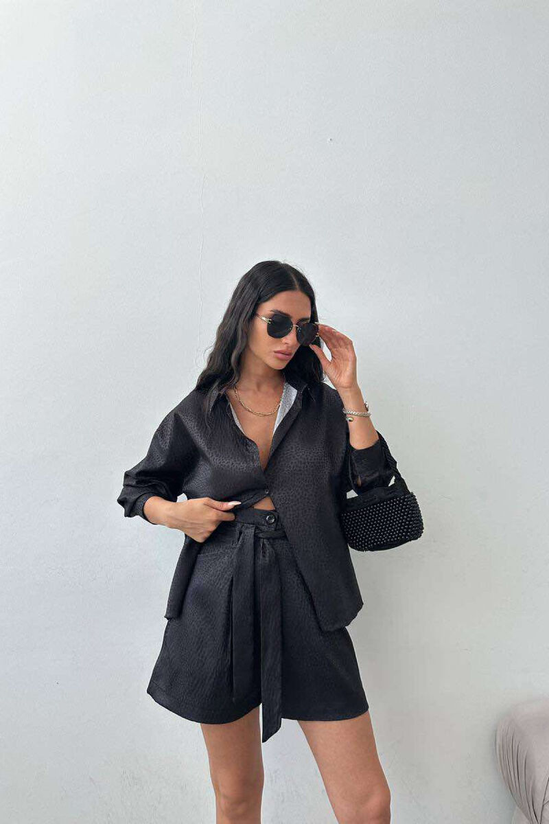 ONE COLOR SIMPLE SHIRT+SHORTS WOMEN SET BLACK/ E ZEZE - 5