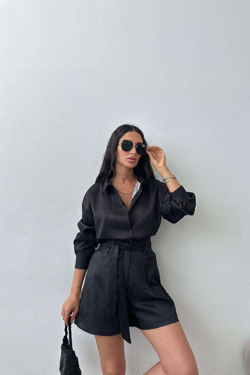 ONE COLOR SIMPLE SHIRT+SHORTS WOMEN SET BLACK/ E ZEZE - 6