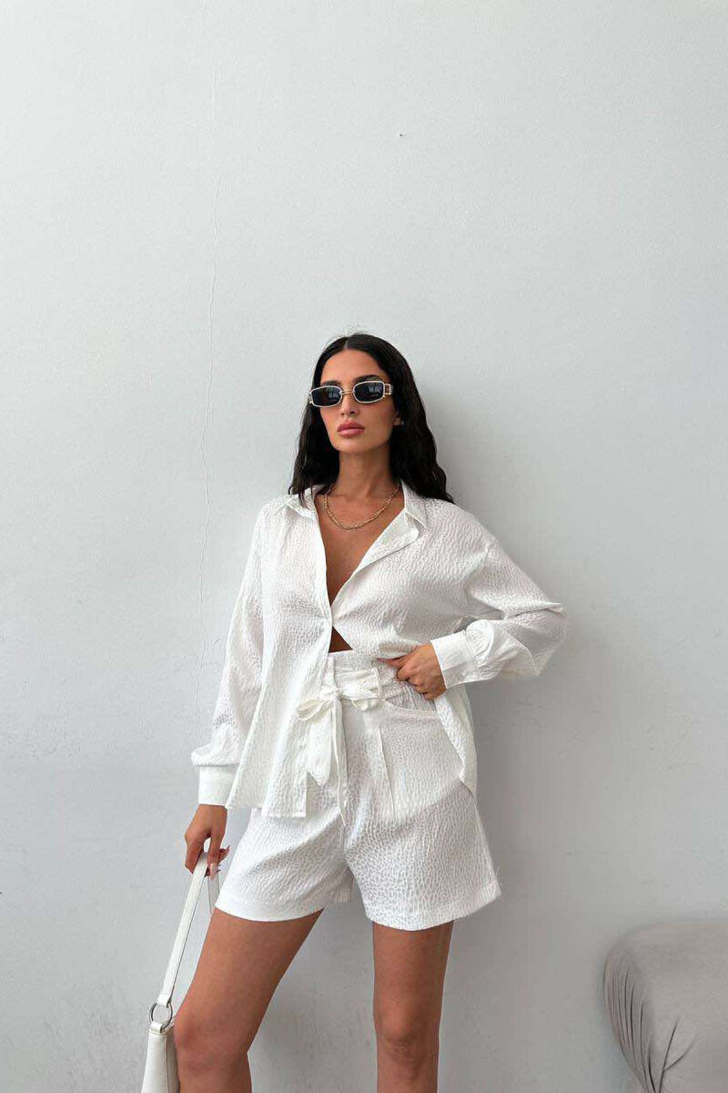 ONE COLOR SIMPLE SHIRT+SHORTS WOMEN SET WHITE-E BARDHE - 3