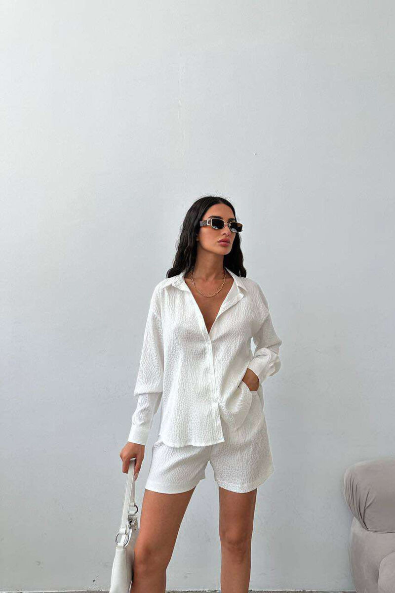 ONE COLOR SIMPLE SHIRT+SHORTS WOMEN SET WHITE-E BARDHE - 4