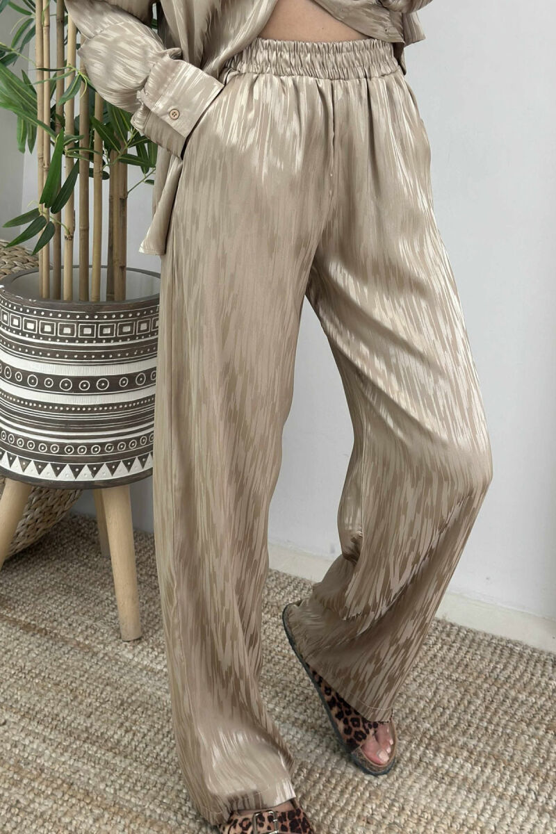 ONE COLOR SIMPLE SHIRT+TROUSERS WOMEN SET BEIGE/BEZHE - 3