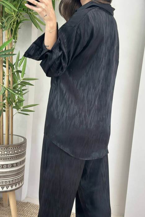 ONE COLOR SIMPLE SHIRT+TROUSERS WOMEN SET BLACK/ E ZEZE - 4