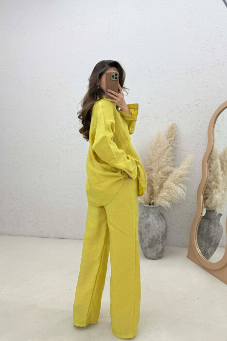 ONE COLOR SIMPLE SHIRT+TROUSERS WOMEN SET LIGHT GREEN/JEZB - 2