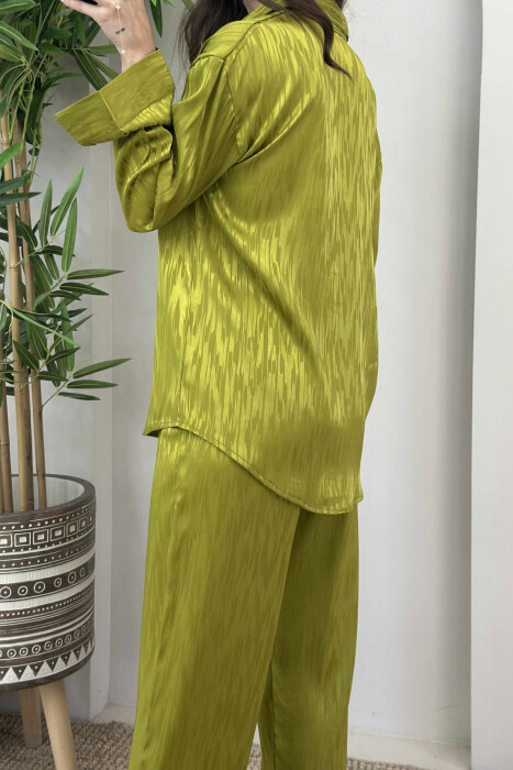 ONE COLOR SIMPLE SHIRT+TROUSERS WOMEN SET LIGHT GREEN/JEZB - 6