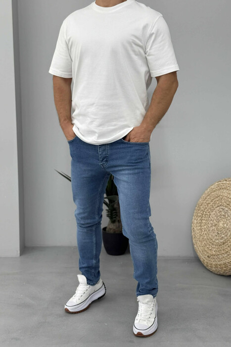 ONE COLOR SIMPLE SLIM FIT MEN JEANS BLUE/BLU - 1