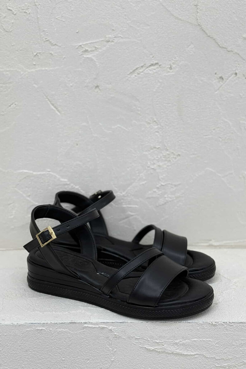 ONE COLOR SIMPLE STRAP WOMEN SANDALS BLACK/ E ZEZE - 3