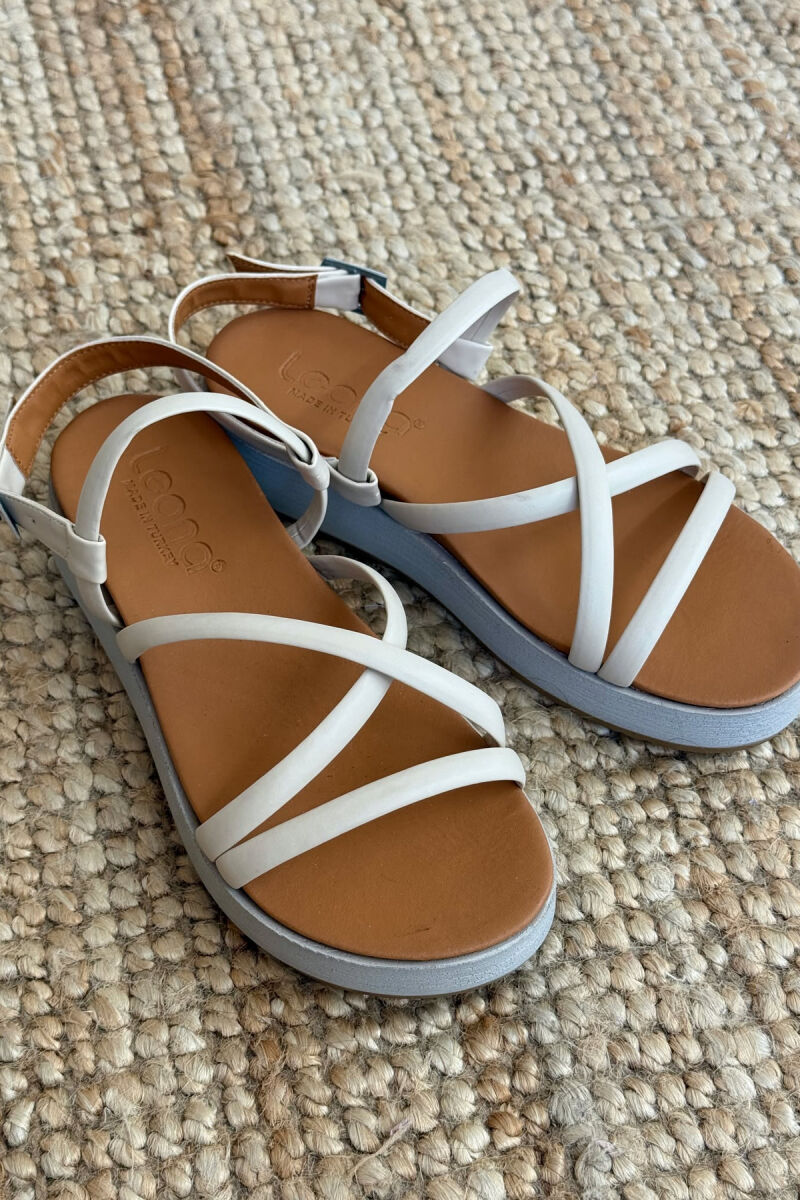 ONE COLOR SIMPLE STRAP WOMEN SANDALS CREAM/KREM - 1