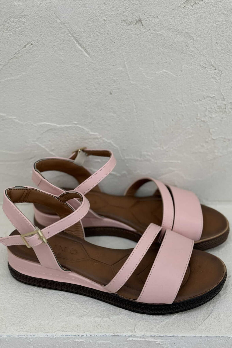 ONE COLOR SIMPLE STRAP WOMEN SANDALS PINK/ROZE - 3